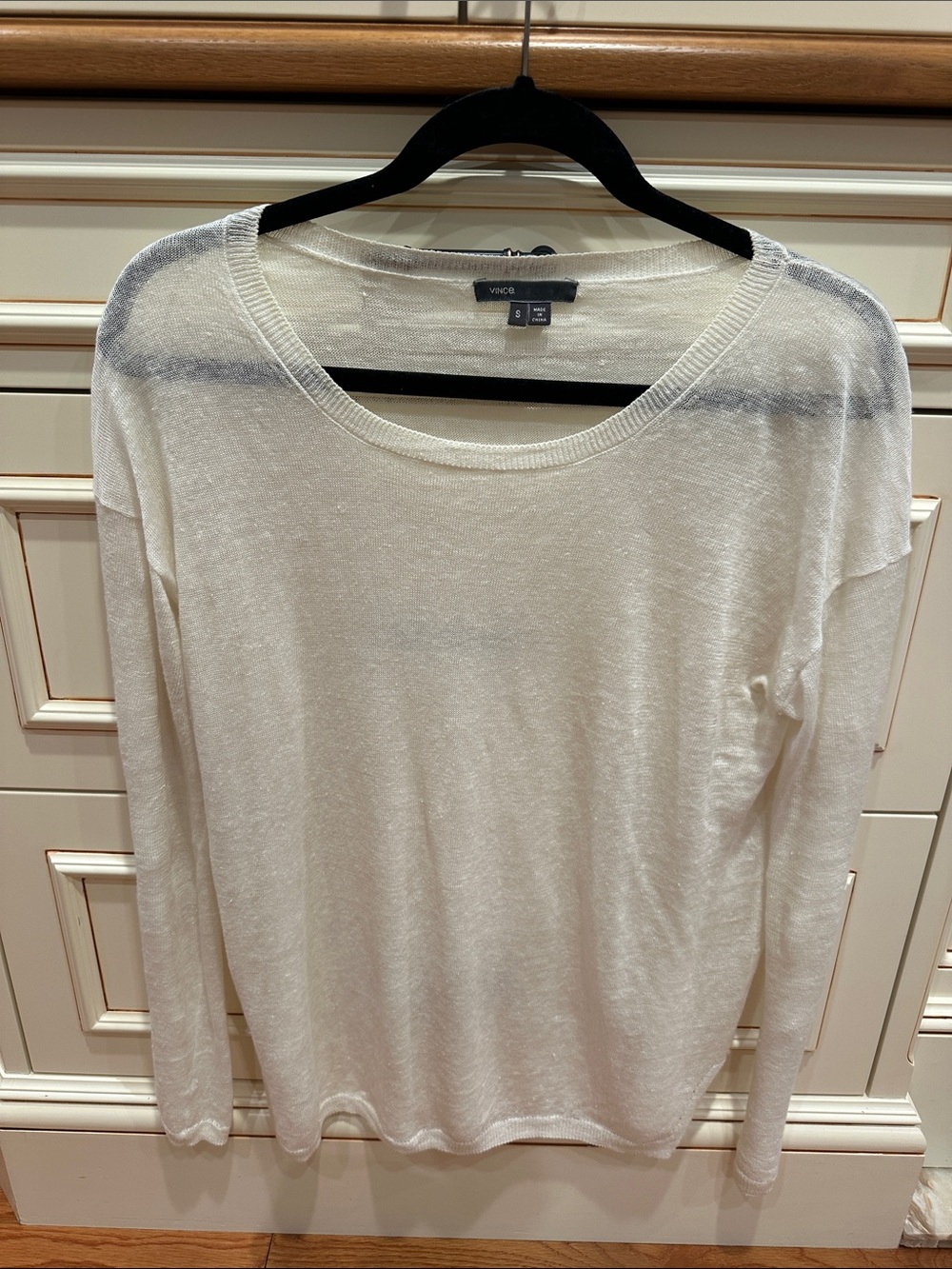 Vince Lightweight Off White Long-Sleeve Crewneck Top